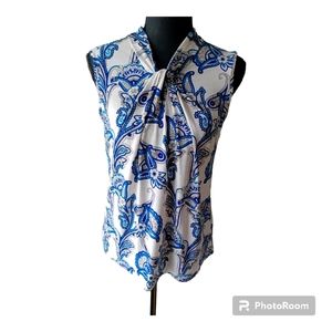 Tommy Hilfiger Sleeveless Knot Paisley Top